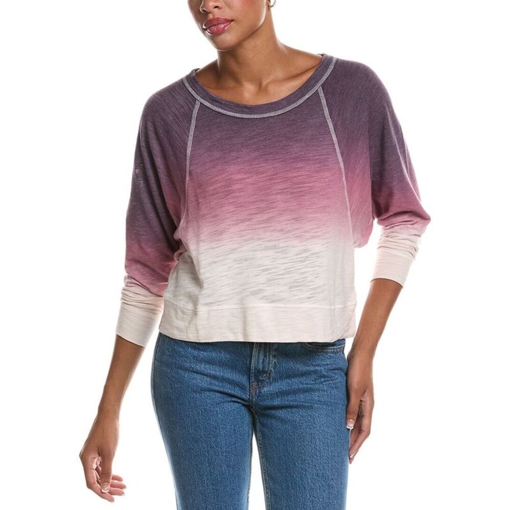 Chaser Womens  Slub Jersey Cropped Boxy Raglan Top